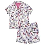 Hello Kitty Girls Pajama Set - 2 Piece Cozy Girls Pjs with Button Down Short Sleeve & Shorts For Kids - Official Product