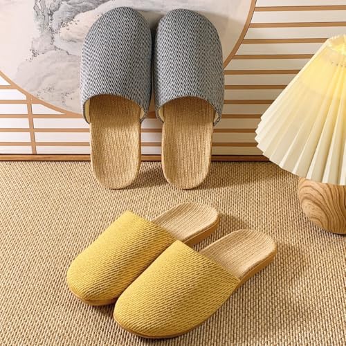 Espadrilles Tatami Japanese House Slippers for Women Platform Home Flats Woven Slip on Slides Closed Toes Breathable Lightweight No Slip Comfort Wear Shoes Indoor Bedroom Matching Slippers for Couples2