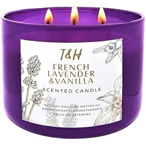 Lavender Vanilla Aromatherapy Candle 3 Wick | Scented Candles for Home | 15.8 oz Large Soy Candle | Relaxing Candles with Long Lasting Fragrance | Decorative Candle Gift for Women