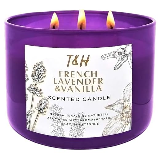 French Lavender Vanilla Scented Candles Aromatherapy Gifts for Women | 15.8 oz Soy Candle Long Lasting Scented Candles for Home | Stress Relief Candles 3 Wick | Office Gifts for Women