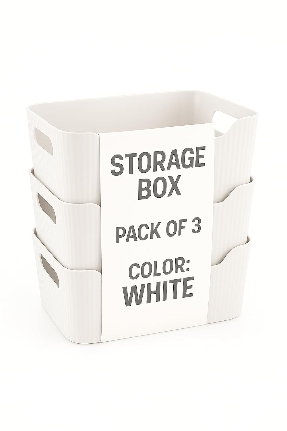 Zuku Storage Box Basket for Storage Plastic Organiser for Storage Bathroom Storage Box Small Plastic Organiser Bathroom Basket Boxes for Toys,Cosmetic,Accessory (White,3Pcs)