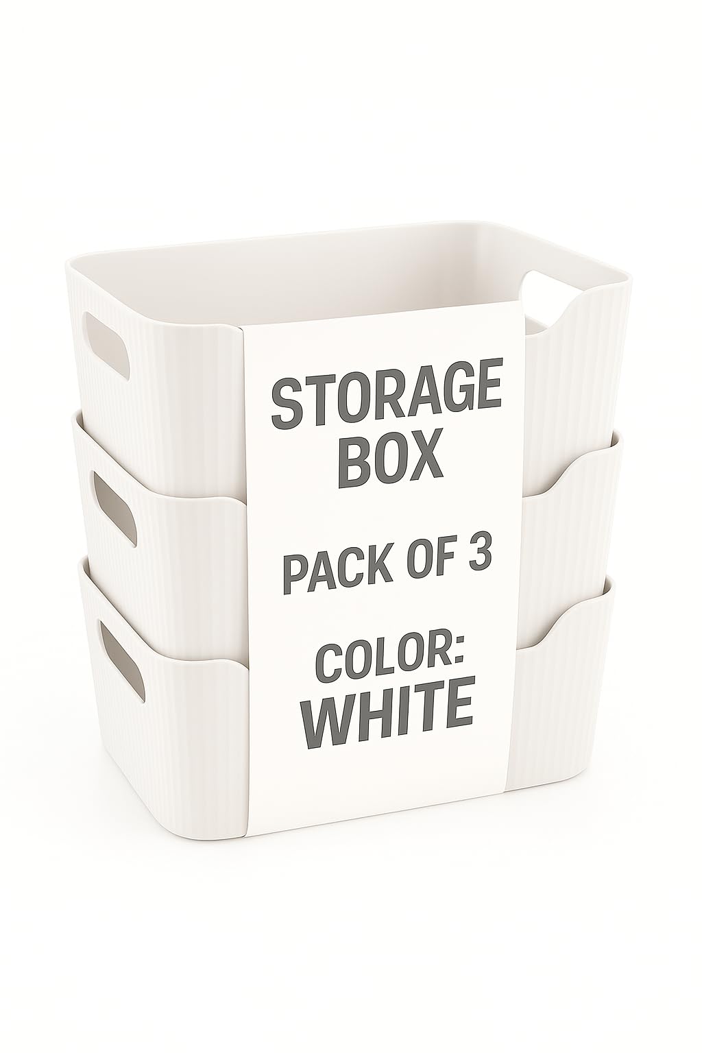 Zuku Storage Box Basket for Storage Plastic Organiser for Storage Bathroom Storage Box Small Plastic Organiser Bathroom Basket Boxes for Toys,Cosmetic,Accessory (White,3Pcs)