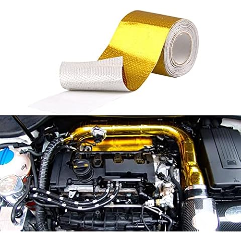 Sporacingrts 2" x 29.5 feet (9M) Gold Adhesive Heat Shield ReflectiveTape Wrap Roll Compatible with Car Intake Pipe, Engine Bay etc. Cover