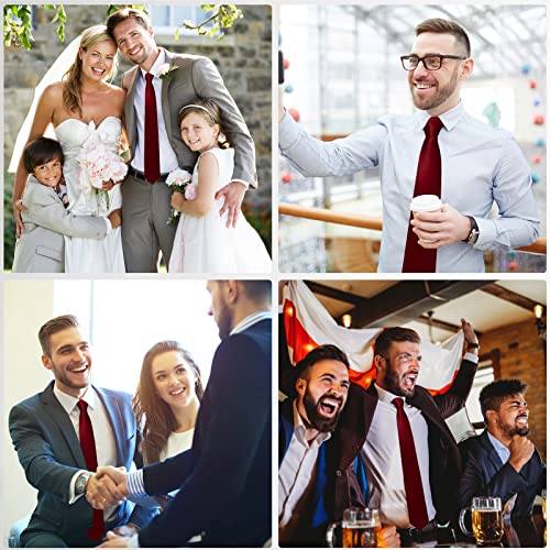 Image of Luckyvestir Mens Tie Solid Satin Neck Ties 3.15'' Formal Necktie for Wedding Business Christmas Father's Valentine's Day Gift