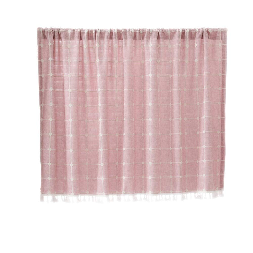 Cortinas para la sala rUrEu modernas y cortas con diseño de rejilla verde