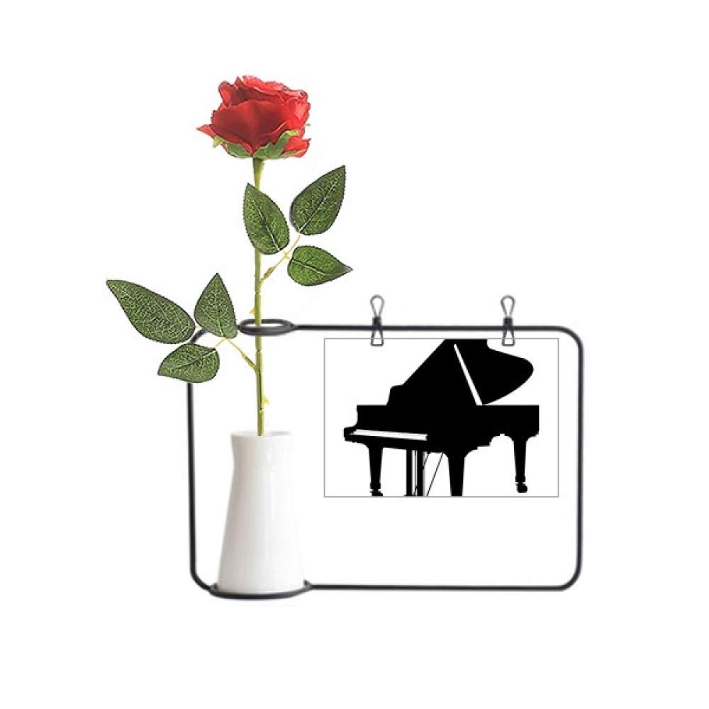 Vase à suspendre de musique classique et roses fausses pour mur sans entretien