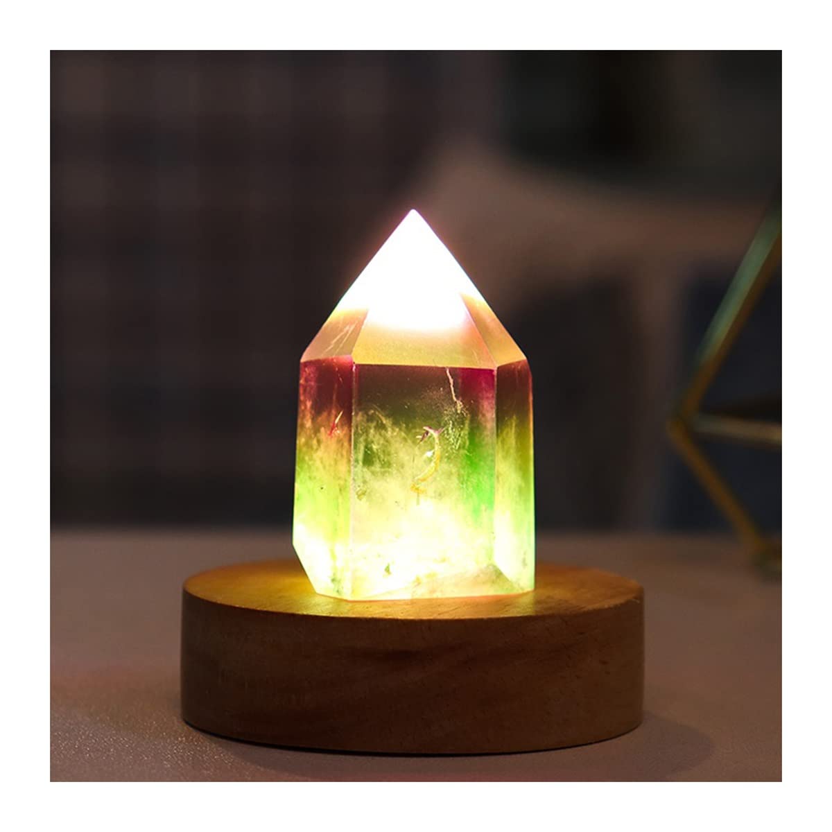 JUIYU Crystal Stone Natural Citrine Crystal Point Wand Lamp Amethyst Lamp Home Decoration Presents (Color : Light Grey-A)