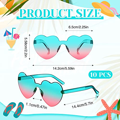 Toodoo 10 Pairs Heart Shaped Sunglasses Rainbow Sunglasses Candy Color Rimless Glasses For Women Girl Party Favor (Stylish Colors) #TOP1