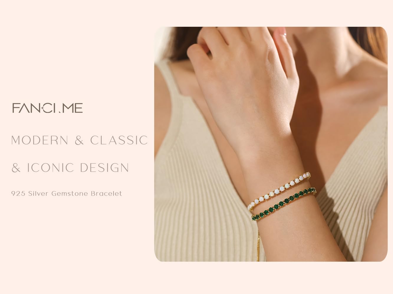 FANCIME Pulsera de tenis de plata de ley con piedra natal dorada para mujer, pulsera de tenis clásica bolo ajustable, joyería fina, regalo de aniversario, cumpleaños, para mujeres, mamá, esposa