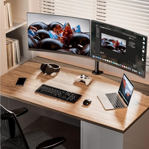 ErGear Monitor Halterung 2 Monitore für 13-32 Zoll Bildschirm, Bildschirmhalterung 2 Monitore Höhenverstellbar Neigbar Schwenkbar Drehungbar, VESA 75/100