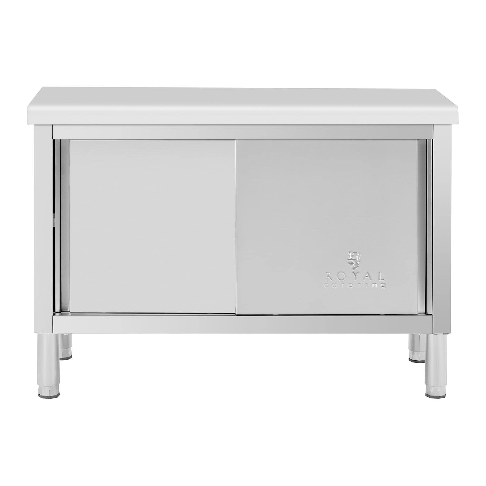 Royal Catering RCAT-120/50-WTP - Armadietto da lavoro in acciaio inox, 120 x 50 cm, capacità 390 kg, armadietto da cucina in acciaio inox, altezza 85 cm, 1 inserto)