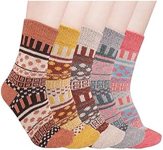 5 Pairs Thermal Socks Winter Thick Warm Ladies Socks Women Multicoloured Breathable Knitted Socks