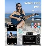 4K Digital Camera for Photography - 64MP WiFi Vlogging Camera for YouTube One-Touch Macro - UHD Autofocus Video Cameras with 4.0" Touch Screen, 18X Digital Zoom, Lens Hood, 3000mAH Battery, 32GB Card - Image 5