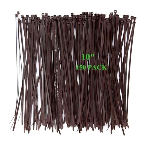 HAODE FASHION Wide 10 Inch Strong Wood Brown Zip Ties 150 Pack, Standard Durable Cable Ties Wood Color-Outdoor, Garden Ties, Office and Kitchen Use Cover