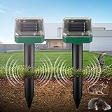 Ahuyentador de Topos Solar, Repelente Solar Ultrasónico, Repelente Ultrasónico para Animales, IP65 Repelente Solar, para Jardin Anti Topos, Ratones, Serpientes, Animales(2 Pack)