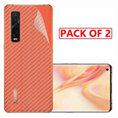 Image of Compatible with (Pack of 2) Oppo Find X2 Pro Back Screen Protective Film Carbon Fiber Skin Transparent Screen Guard Sticker