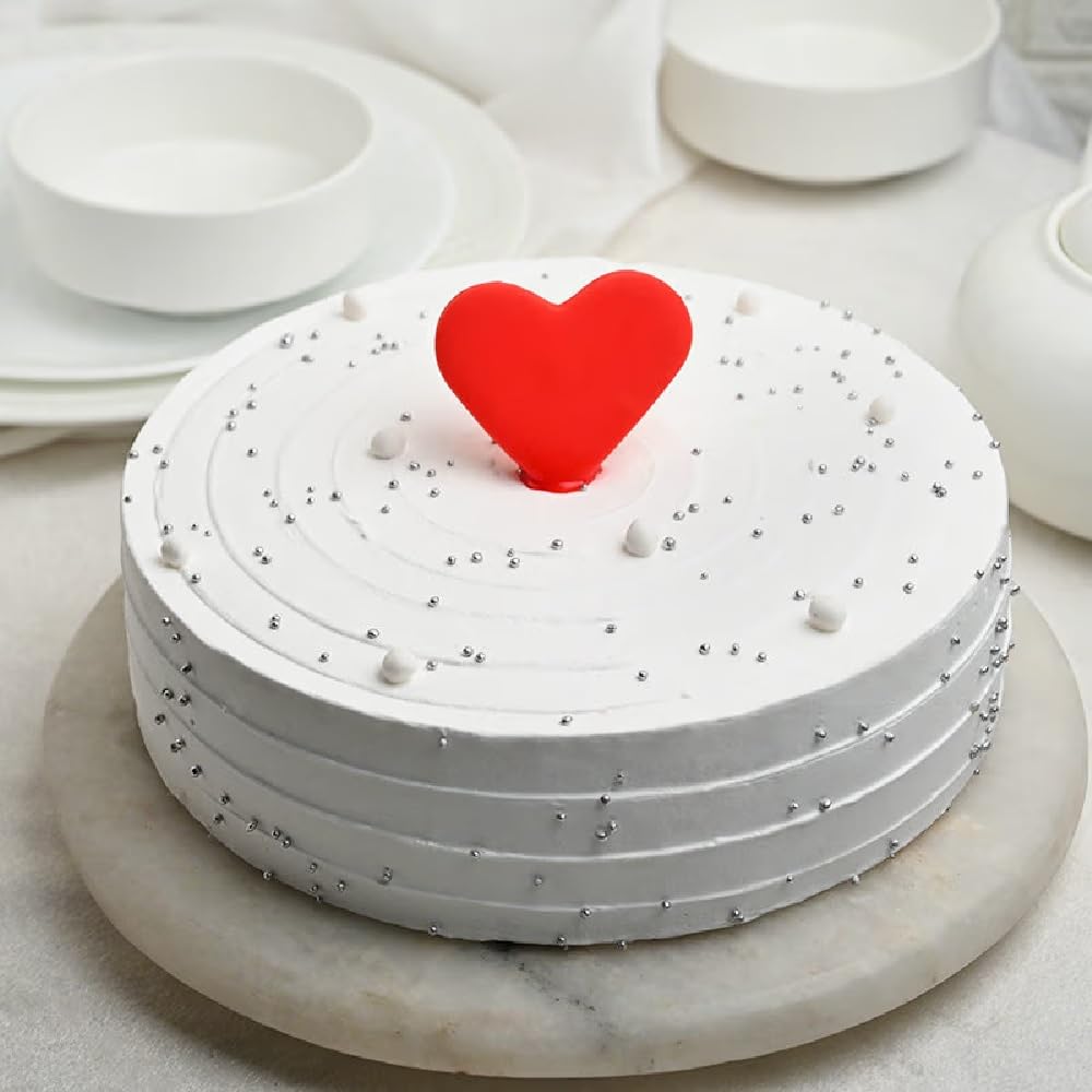 FlowerAura Delicious Silky Smooth Fresh Heart Centred Fondant Butterscotch Cake Valentine's Day Special Gift's For Girlfriend, Boyfriend, Husband & Wife (4.0Kg) (Same Day Delivery)-image-35