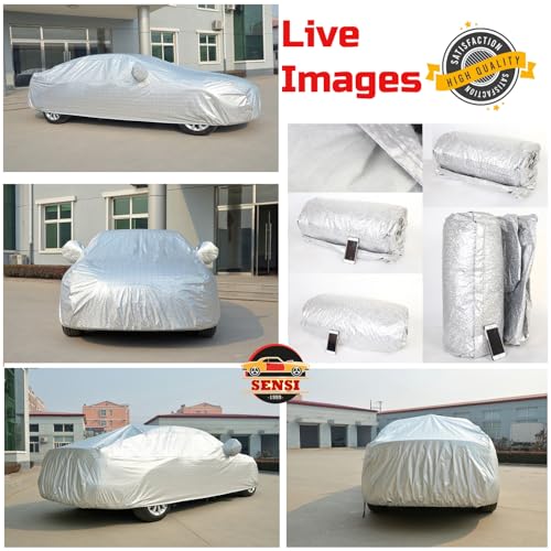 Image of SENSI Waterproof, UV Protection Car Cover for Mahindra XUV300 with 4 Tyre Belts & Mirror Pockets|, 3-Layer Stitched, Cover - Protects Against Dust, Sun & Rain