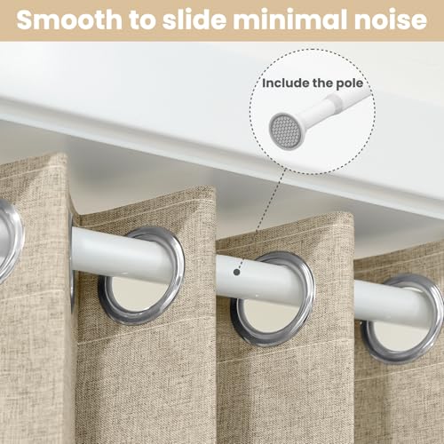 Image of AJAZZ Blackout Accordion Door with Curtain Rods 39-52 in Length, Invisible Folding Accordion Doors Interior Magnetic Door Curtain for Bedroom Doorway Curtain Set, 1 Panel, W55 x L80 in, Cream Yellow