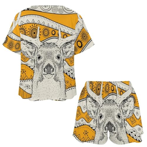 Pyjama pour femme Cerf Africain ensemble d'été à manches courtes - 5