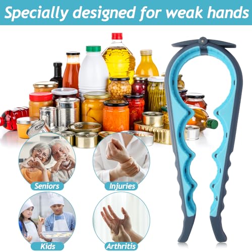 Image of 4 in 1 Jar Opener Multi-Function Bottle Opener Non Slip Remover Tool for Seniors with Arthritis and Anyone with Low Strength(Grey Blue)