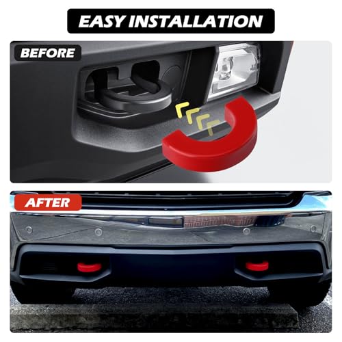 Image of Tow Hook Covers Fit for Chevy Silverado 1500 2007-2026 /GMC Sierra 1500 2007-2018, Customized Car Tow Hooks Compatible with Chevrolet Silverado 1500 Accessories 2007-2026 (Red)