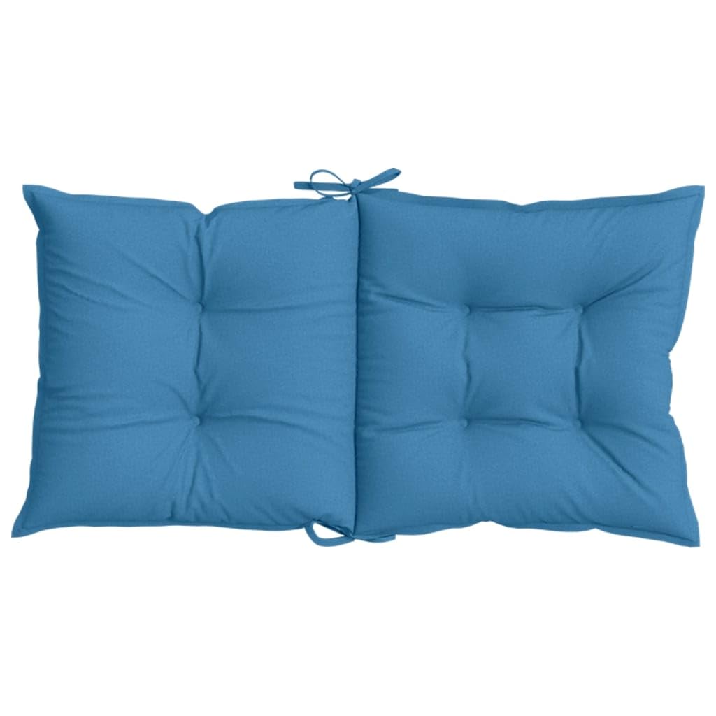Confezione da 6 cuscini per sedia a schienale basso, 100 x 50 cm, blu melange | Set di 6 morbidi cuscini per sedie da giardino su terrazza, balcone o sala da pranzo, con pratici laccetti.