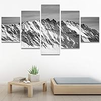 SIGNWIN 5 Panel Canvas Wall Art Monochromatic Mountains for Home Decorations Ready to Hang - 60
