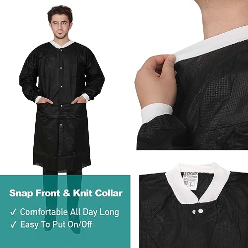 Image of Dental Disposable Lab Coats | Durable SMS 45g Soft Knit Cuffs & Collar With 3 Pockets