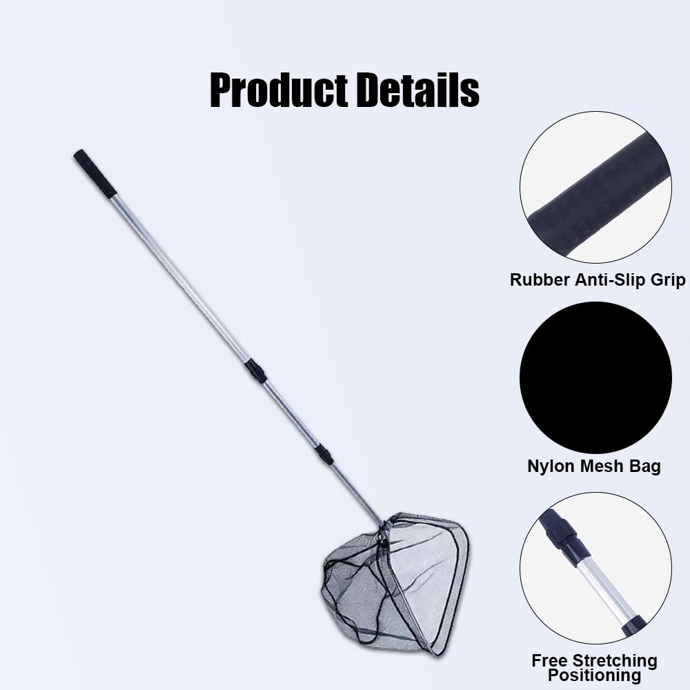 Red de Pesca Triangular Plegable 120CM Telescópica para Estanque