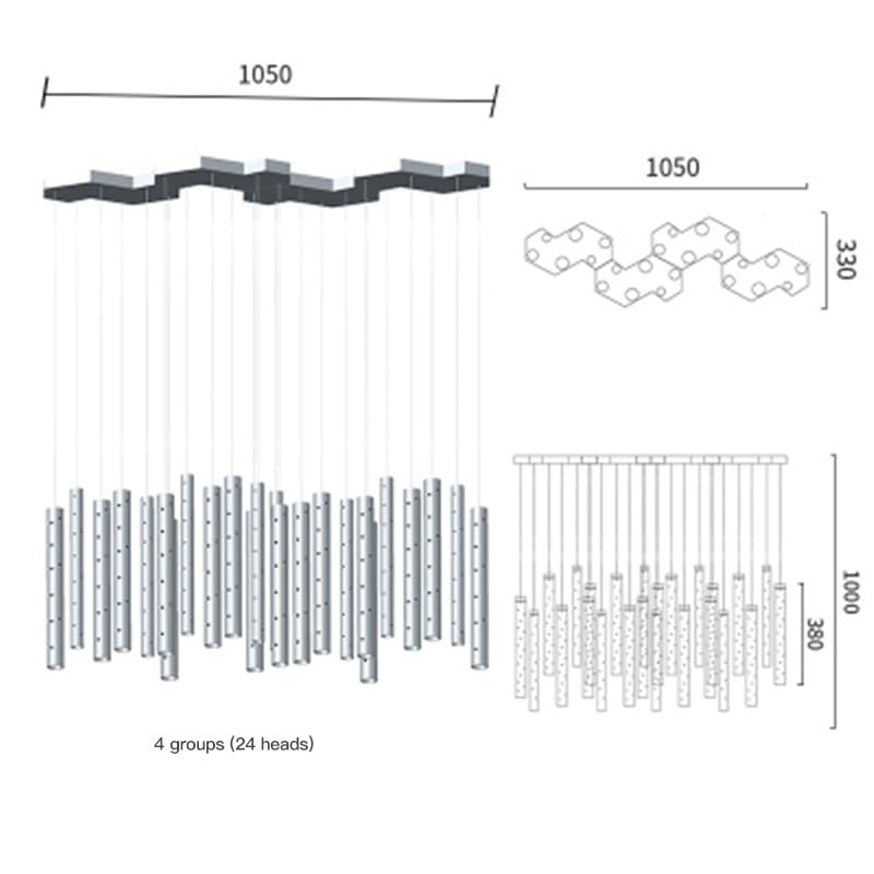 Genérico Lámpara de techo, Lámpara LED de iluminación for comedor, candelabro Combinable nórdico moderno, for decoración del hogar y sala estar(Warm White,24 tubes)