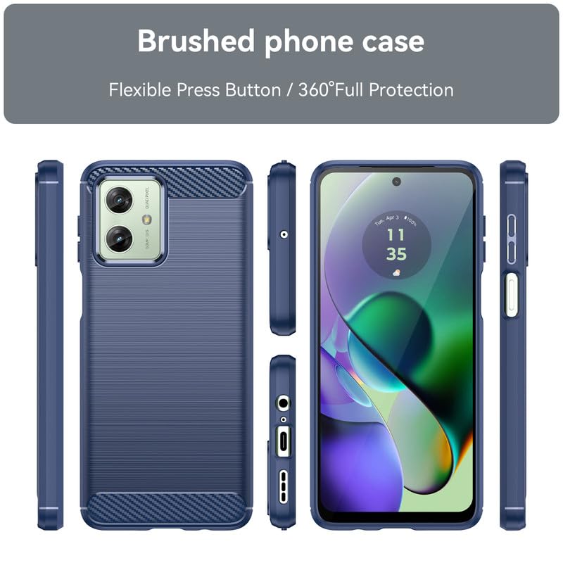 Image of Hybrid Carbon Fiber Back Case for Motorola Moto G54 5G / G64 5G (Blue)