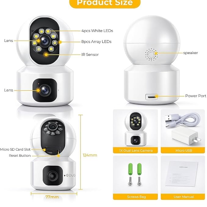 Image of 1080p FHD WiFi Wireless Security Camera with Audio & Night Vision - Live Feed, Motion Detection, Perfect for Home & Office Security (Table Camera-2 pc)