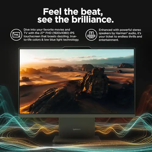 Image of Lenovo IdeaCentre 27 inch Touchscreen All-in-One Desktop Computer • 8-core Intel Core i5 Processor • 64GB DDR5 • 2TB SSD • Office 365 for The Web • Wireless KB&Mouse • Wireless Charging Base • Win 11