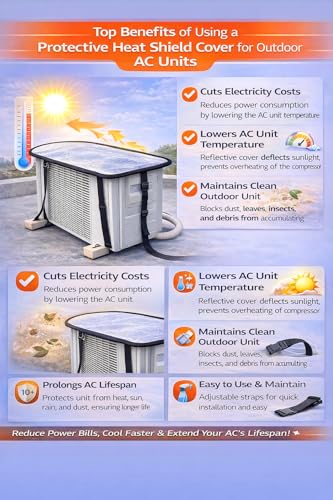 Image of AC Outdoor Unit Protector from Heat & Rain | Sunproof Split AC Cover | XLPE Foam with Aluminium Foil Material | 4-Layer Thermal Protection (Thickness 12 MM, 16*36 Inches)