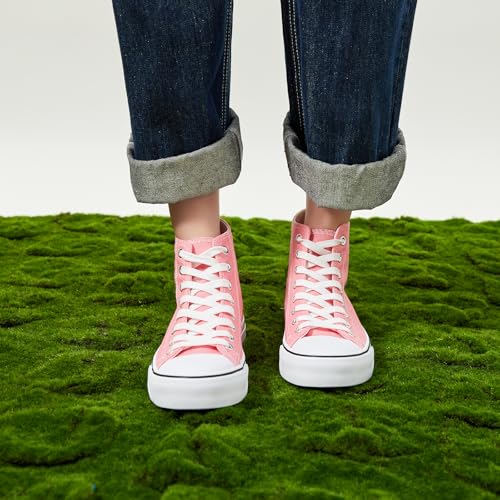 Image of ZGR Womens High Top Canvas Sneakers,Lace-up Canvas Shoes,Casual Tennis Walking Shoes