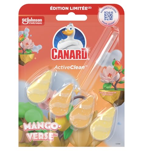 Canard WC Active Clean Edition LimitéeTropical Adventure - Bloc pour les Toilettes -Fraicheur à Chaque Chasse - Jusqu'à 3 Semaines d'Efficacité - 1 Bloc WC