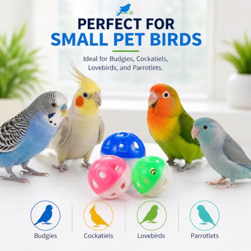 Image of Petzlifeworld (Pack of 3) Bird Interactive Bell Ball, Bird Toy for Parakeet, Cockatiel, Budgerigar, Parrots