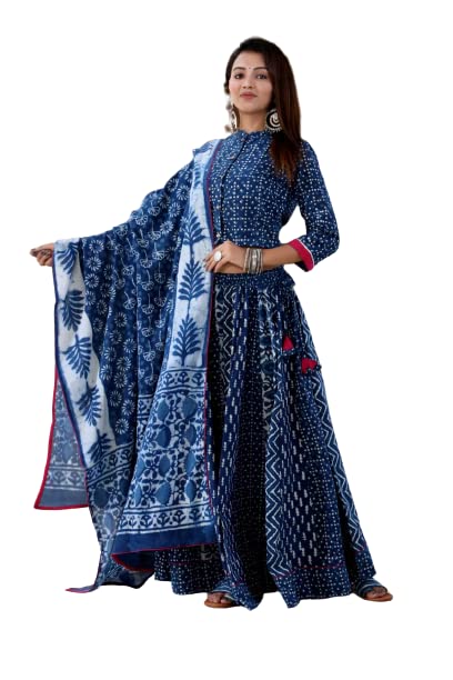 Image of KASHISH HANDICARFT| Women's Bagru hand block printed cotton designer Lehenga choli with mulmul Dupatta for women || Girl |