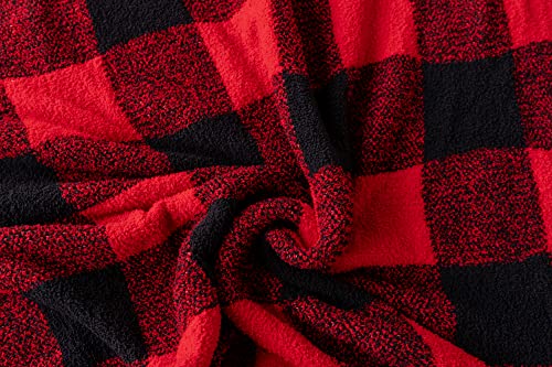 Ultra Soft Classic Checkerboard Chessboard Knitted Throw Blankets Fluffy Microfiber Lightweight Warm Cozy Bed Blankets Decor For Couch Sofa Bed (Black Red, Throw 51"X63") #TOP4