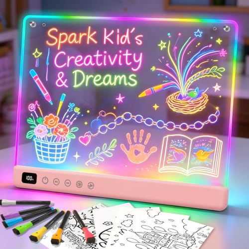 Lumiboard Led Drawing Board with 13 Light Effects 16 Rechargeable Glow Doodle LED Note Board with Colors Neon Light Up Drawing Tablet Gifts for Kids for Easter Birthday Christmas Gift Ideas