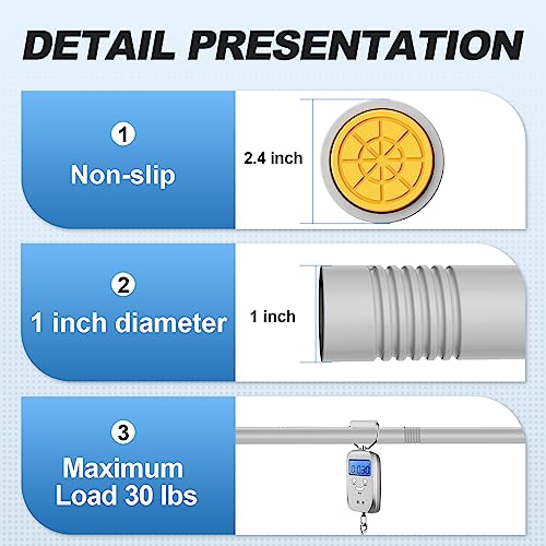 Image of CorkLatta Silver Shower Curtain Rod 31 to 68 Inch,1 Inch Diameter Adjustable Spring Tension Stainless Steel Telescoping Rod,Easy Install,No Rust