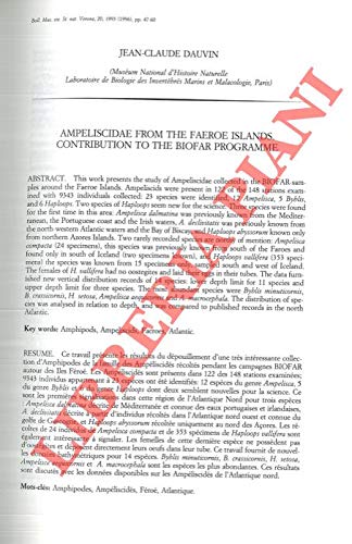 Ampeliscidae from th Faeroe Islands. Contribution to the BIOFAR programme.