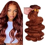 Giginger Bundles Human Hair 26 28 30 Inch Reddish Brown Body Wave Bundles Color 33 Human Hair Body Wave Unprocessed Quick Weave Soft Sewn In Hair Extensions for Black Women