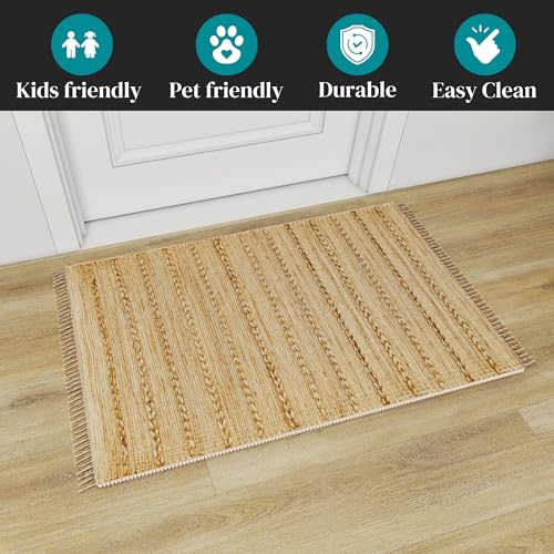 Tapete decorativo de yute Eco Crave 2x3 ft marrón miniatura 3