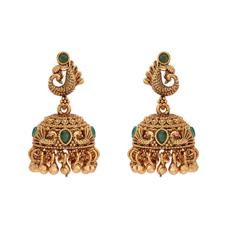 Kushals Fashion Jewellery Green Gold Plated Ethnic Antique Earring - 416575 (B0D3F8T3Q5) Amazon Price History, Amazon Price Tracker