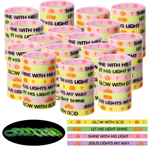 WinnerWhy 120 Pcs Halloween Christian Bracelets Glow in the Dark