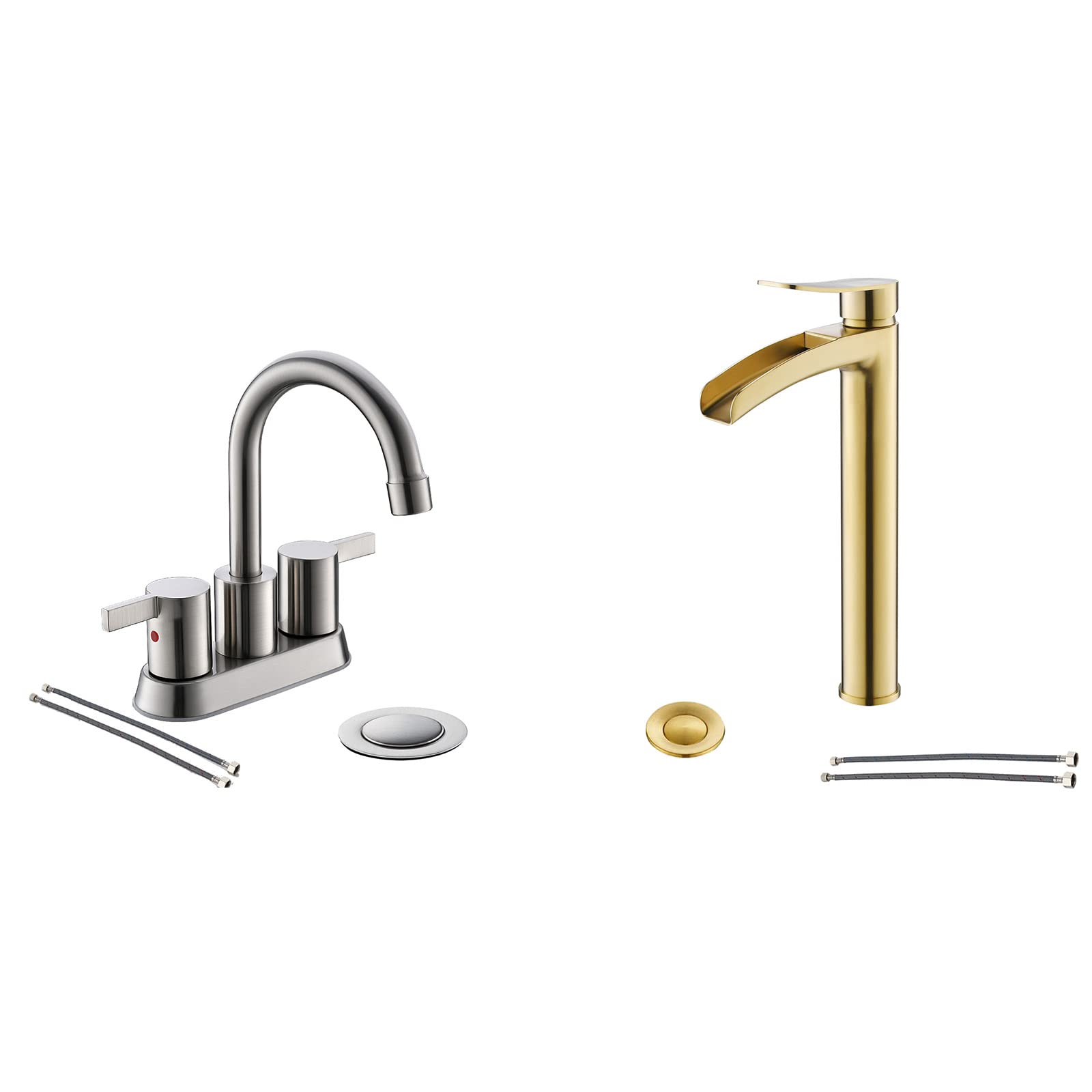 Sxithgkdw Bathroom Faucet With Pop Up Drain And Water Supply Line, Bf015-1-Bn+Ns-Wf01-Bg-V