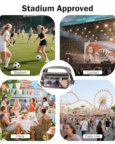 Image of FADEON Clear Bag for Stadium Events, Clear Crossbody Bag, Transparent Purse | Double-Zipper Clear Crossbody Meets 12 inchx12 inchx6 inch Stadium, Reinforced Straps, Waterproof for Concerts, Sports & Festivals
