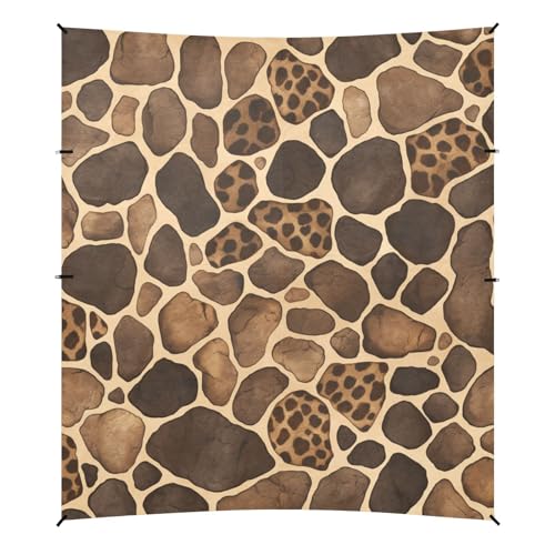 Leopard Skin Print Style FireBrick Beach Tent & Canopy UPF50 Waterproof Portable Sunshade with Sand Pockets for Camping, Picnics, Backyard